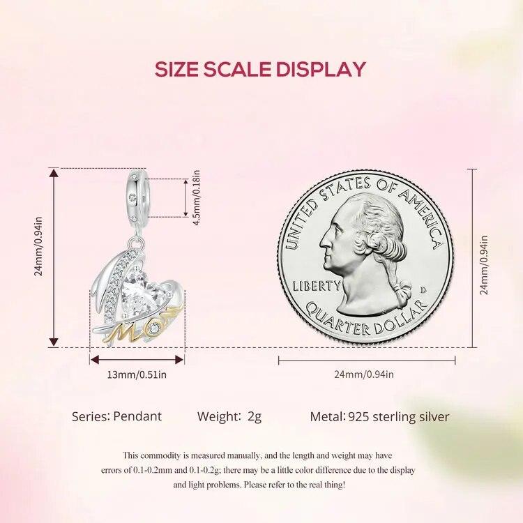 WOSTU 925 Sterling Silver Mother's Day Gold Charm Heart Wing Pendant Cross Tree Stopper Beads Fit Original Bracelet Guard Gift