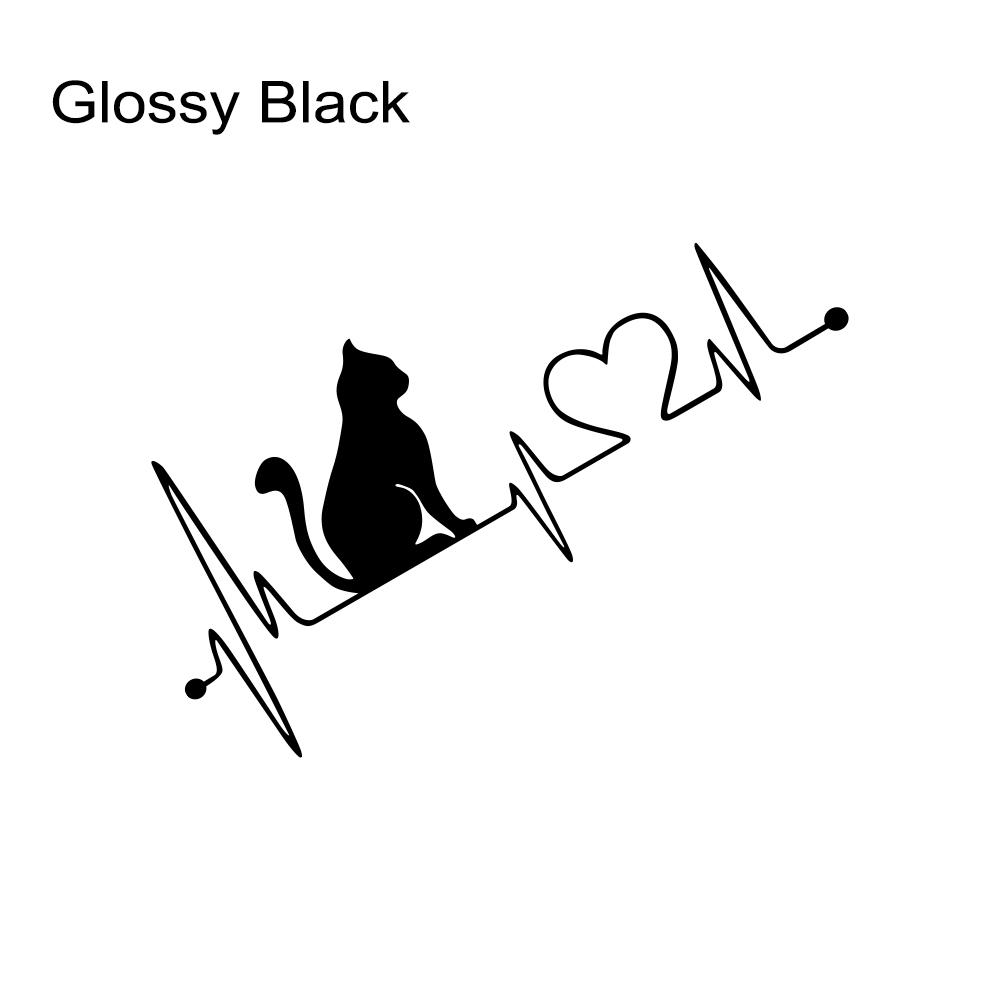 Universal Car Body Vinyl Sticker Cat Electrocardiogram Graphics Decal DIY Style Auto Window Hood Tail Tuning Accessories