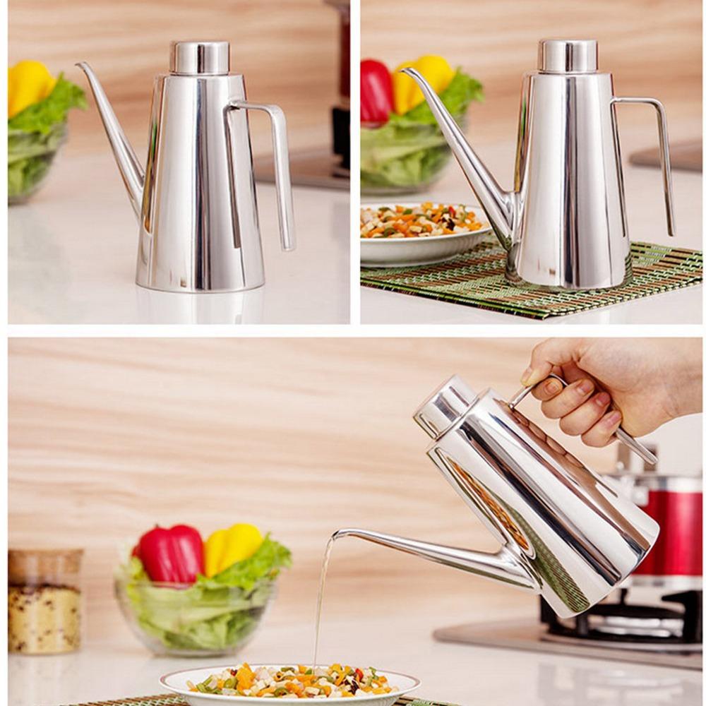850ML Oil Storage Container 304 Stainless Steel Vinegar Bottle Olive Oil Dispenser Kitchen Cooking