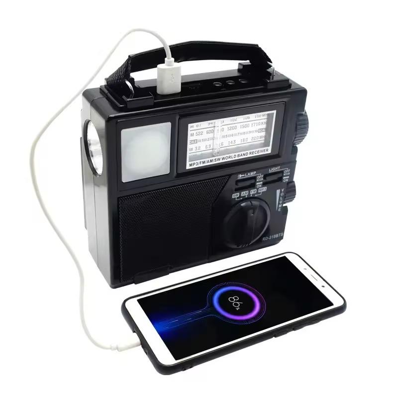 Портативная многодиапазонная радиосвязь с солнечной панелью с беспроводной связью с USB-картой Tf и светодиодной подсветкой