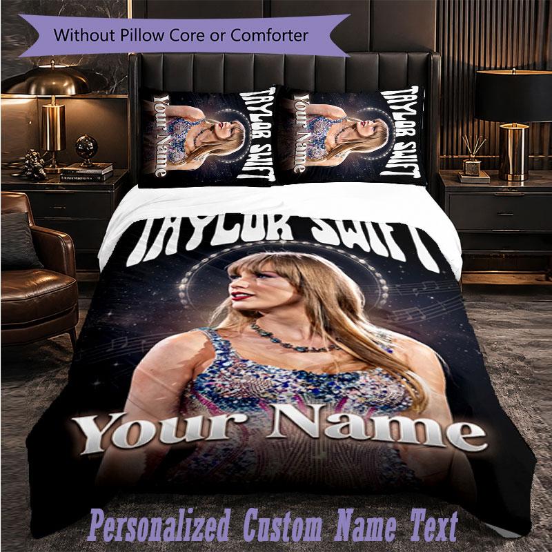 Personalized 3Pcs Bedding SetTaylor Swift Custom Text Duvet Cover Pillowcase Set Bedroom Gift