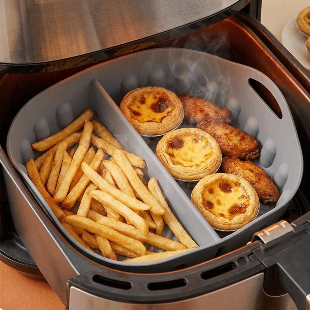 Creative Double Grid Baking Tray Flexible Circular Oven Basket Mat Air Fryer Accessories