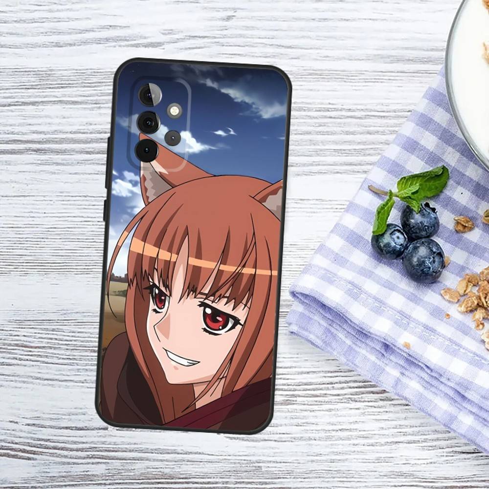 Anime S-Spice and Wolf Phone Case For Samsung Galaxy A73,31,32,72,41,53,52,71,22,5G,Note,J7,8,9 Soft Black Cover