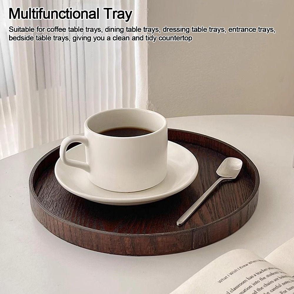 Винтажный круглый сервировочный поднос деревянный 21/24/27/30/33 см деревянная тарелка поднос для десертов кофе для дома стол
