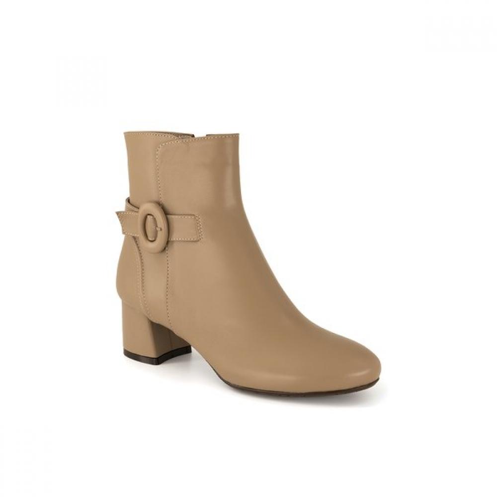 Daks Women Comfort Ankle Boots Buckle Decoration 5cm Dark Beige Dlb412ga33