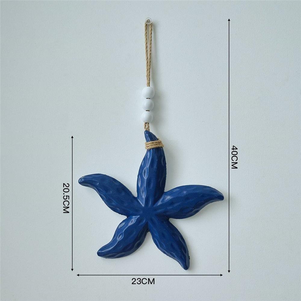 Mediterranean Wooden Starfish Wall Hanging, 40cm Nautical Coastal Decor With Jute Rope, 4 Colors Beach Themed Ornament For Home Bedroom