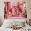 Розовый сказочный замок, фон для фотосессий, элегантный цветочный дворец принцессы, для дня рождения и студии