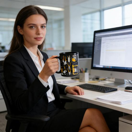 Mechanic Toolbox Coffee Mug Funny Ceramic Toolbox Pattern Cup Birthday Christmas Thanksgiving Gift for Husband Dad