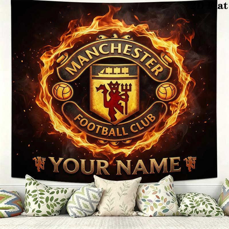 Custom Name Manchester UnitedPrinted Tapestry – Wall Hanging for Bedrooms, Dorms, and Home Decor