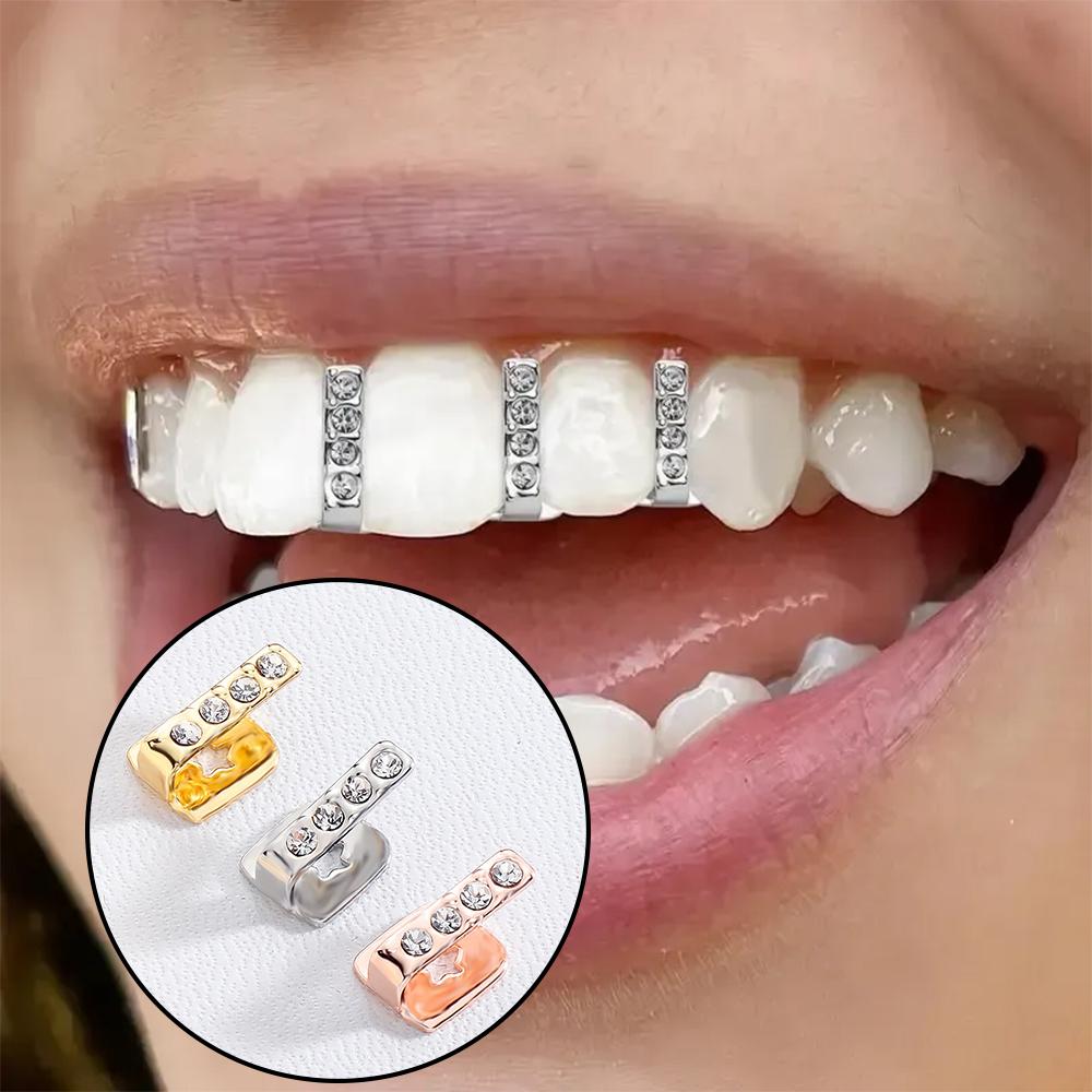 Хип-хоп одинарные накладки на зубы Grillz, Полые кристальные бриллиантовые украшения для зубов, Модный аксессуар для повседневной носки в стиле стритвир