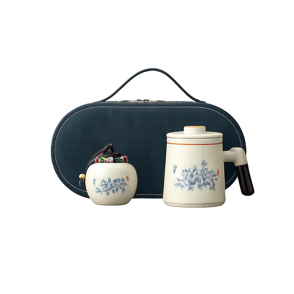 Ru kiln peony office tea cup tea separation high-end liner high-end office cup ceramic tea cup water cup with lid