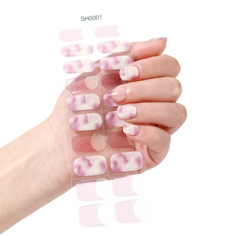 Gel Nail Sticker 20 Nail Semi-curing Lamp Nail Sticker Hardens Waterproof Full Sticker Fluorescent