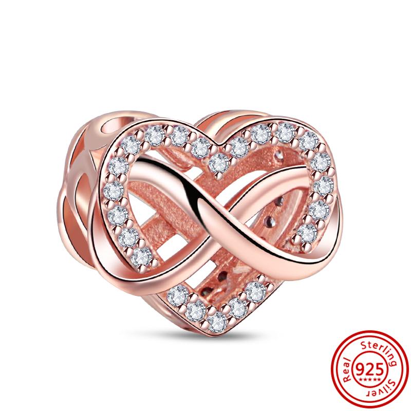 100% 925 Sterling Silver Infinite Eternity Style Love Family Friend Shiny Beads Fit Original Charms Bracelet DIY Jewelry