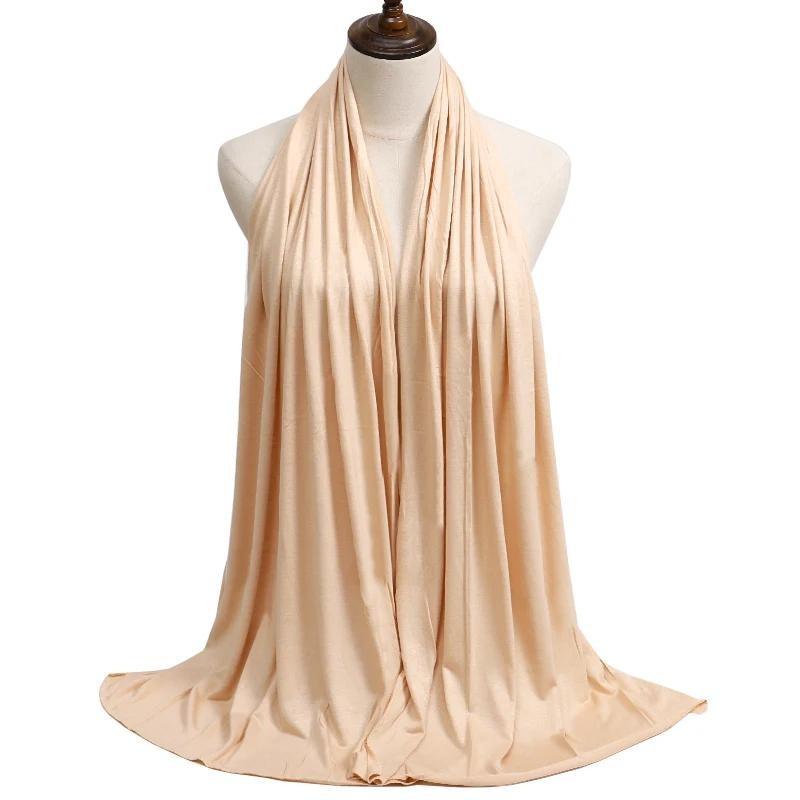 Модал хлопок джерси хиджаб шарф длинный мусульманский платок простой мягкий тюрбан галстук головные повязки для женщин Африка повязка на голову 170x60 см