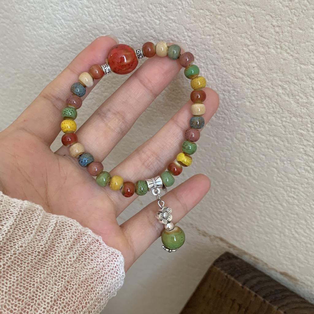Summer Color Ceramic Bracelet Retro Chinese National Wind String Jewelry