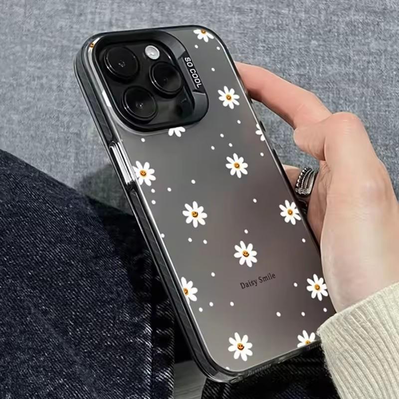 Чехол S25 S24 S23 Ultra для Samsung A54 A55 5G A15 A35 S24 Ultra S22 S21 S20 S23 FE с рисунком "Улыбающаяся ромашка" Защита от падения