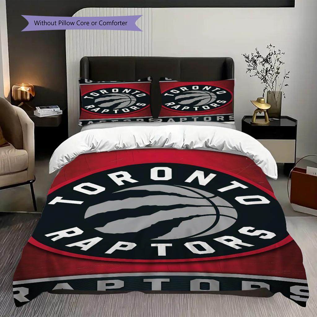Toronto Raptors Basketball Spirit Three-piece set(1 * duvet cover + 2 * pillowcase, without core)Duvet cover and pillowcase Soft and comfortable