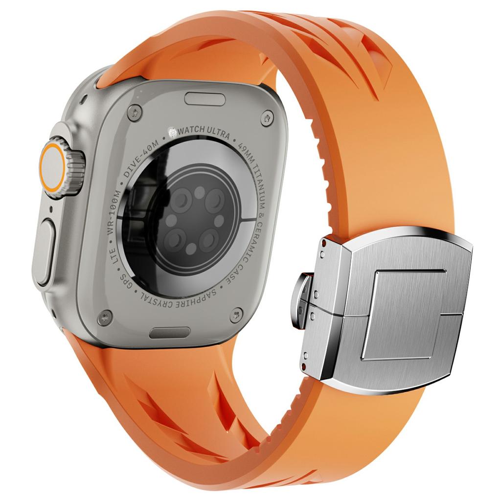 Силиконовый ремешок для Apple Watch Series 10 46мм/Ultra 2 Ultra 49мм/9 8 7 45мм/SE (2023) SE (2022) SE 6 5 4 44мм/3 2 1 42мм ремешок на запястье с застежкой-бабочкой