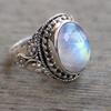 Rainbow Moonstone Gemstone Ring, Handmade Designer Ring, Bohemian Ring, 925 Sterling Silver, Oval Ring, Engagement Gift
