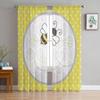 Yellow Polka Dot Background Bee Daisy Hive Sheer Curtains for Living Room Modern Bedroom Voile Tulle Curtain Window Drapes