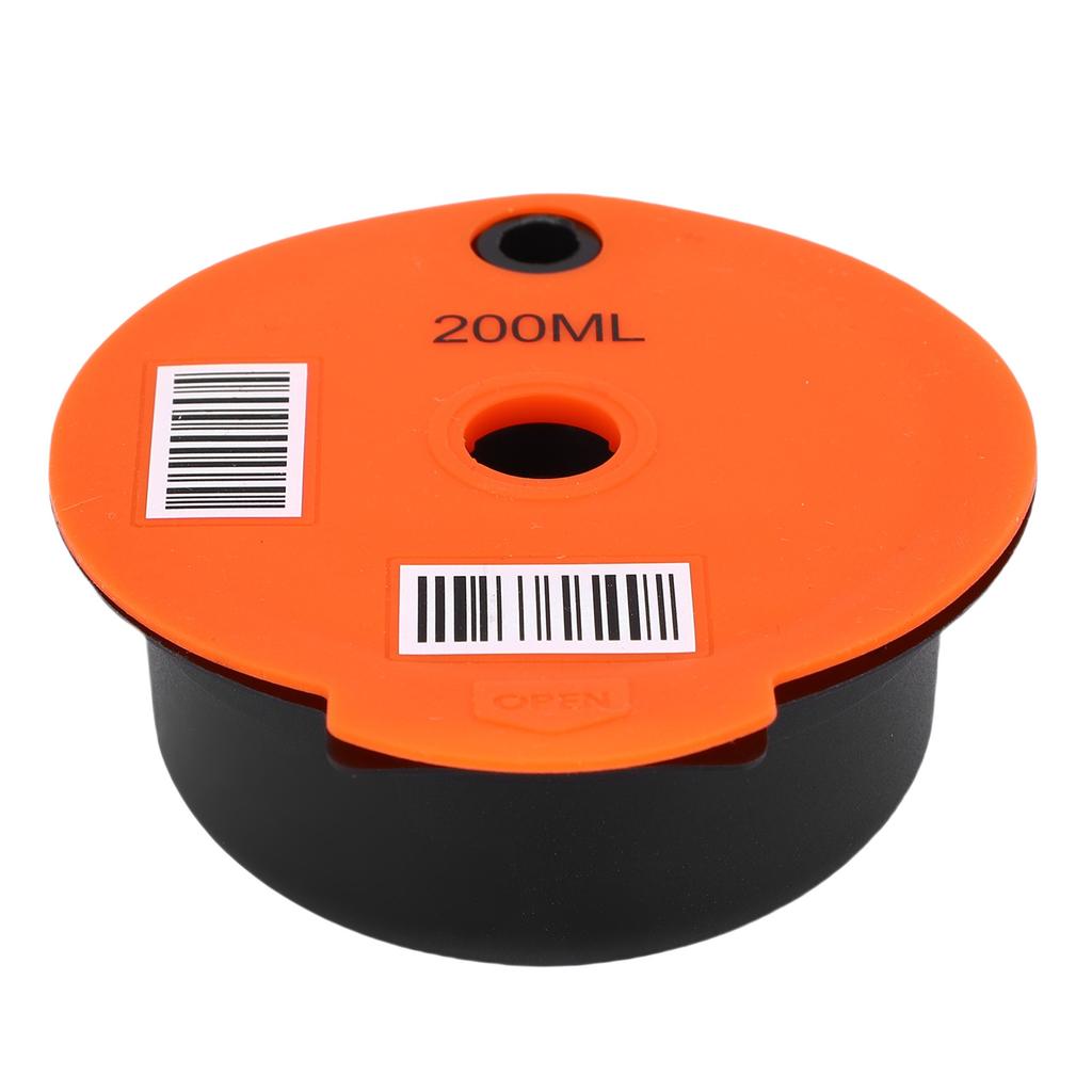 Reusable Coffee Pod PP Refillable Coffee Filter Capsule Cup with 4 Orange Lids Brush and Spoon for Coffee Makers