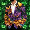 Мужской вельветовый костюм в стиле business casual с принтом на Хэллоуин для вечеринок