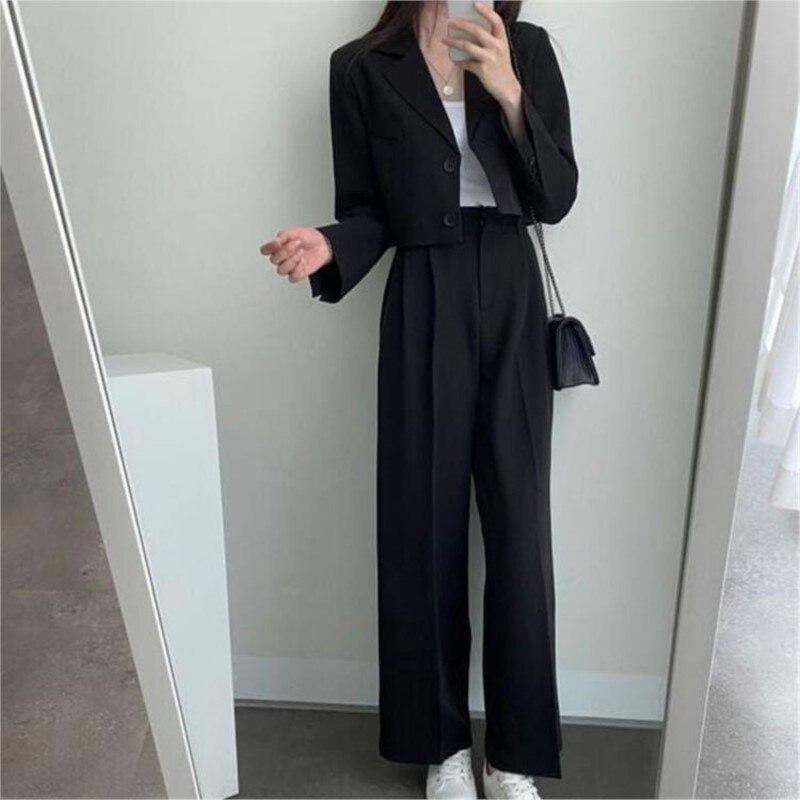 Костюм пальто женский весенне-осенний новый корейский черный повседневный маленький костюм женский костюм из 2 предметов
