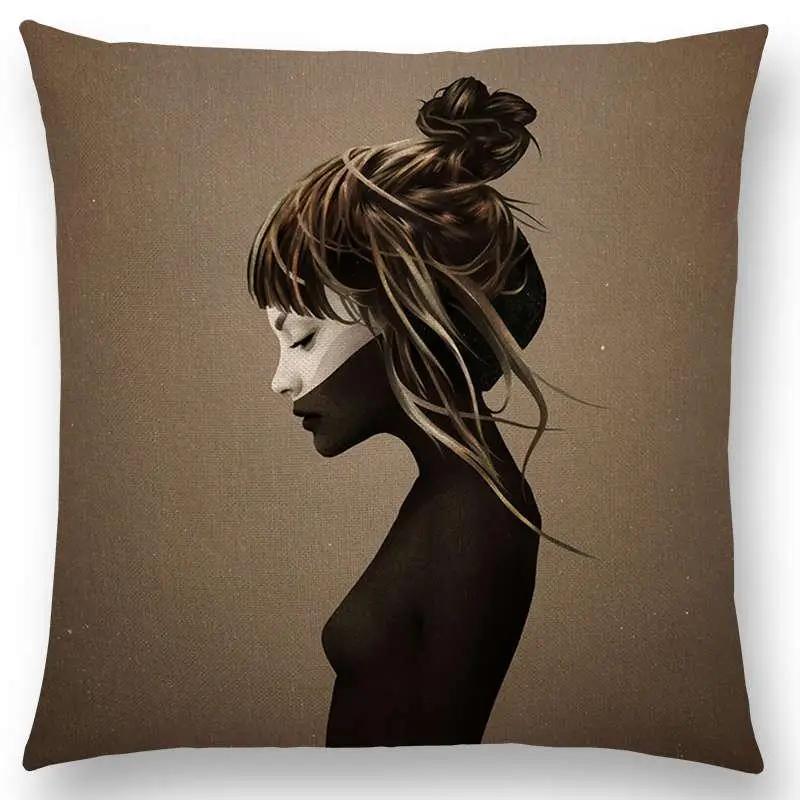New Black White Style Wonder GirlSofa Pillow Case Elegant Lady Miracle Beauty Portrait Noble Mind Gorgeous Ideas Cushion Cover