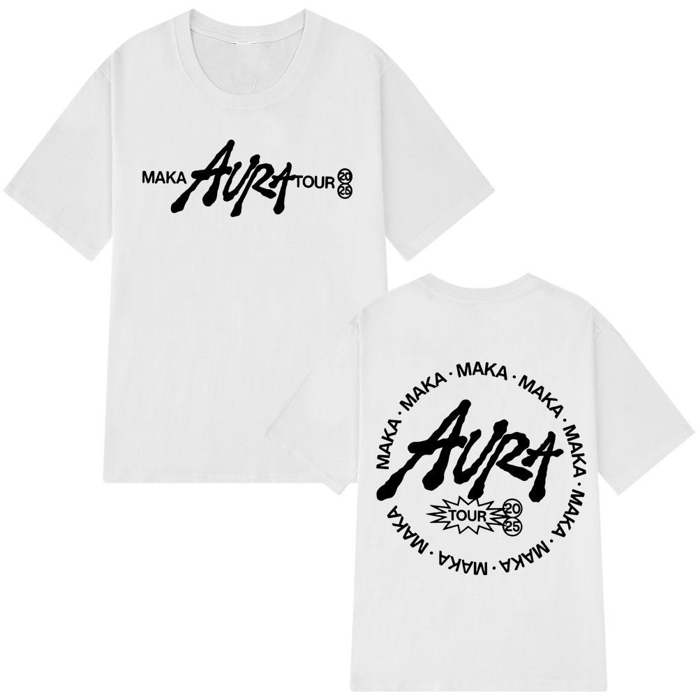 Рэпер Мака Аура Тур 2025 Готический Панк Футболки Мужчины Женщины Одежда Мода Винтажные Футболки Повседневные Хлопок Хип-хоп Свободная Футболка