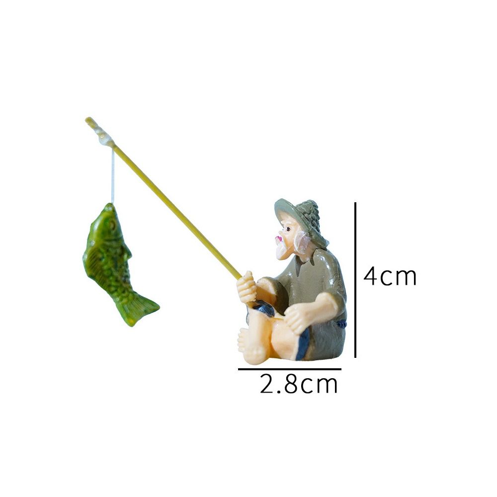 DIY Old Man Fishing Ornament Aquascape Decorative Fish Tank Decoration Rockery Landscape Ornaments