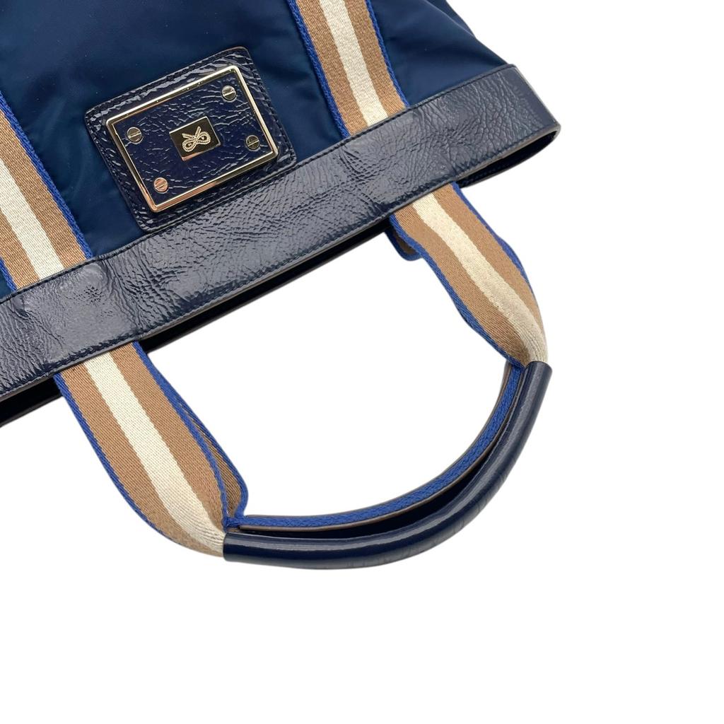 Used  Tote BagTote Bag Navy/beige Nylon/Patent leather Women