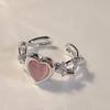 Pink Heart Thorn Cat's Eye Zircon Ring: Women's Sweet & Cool Fashion Style