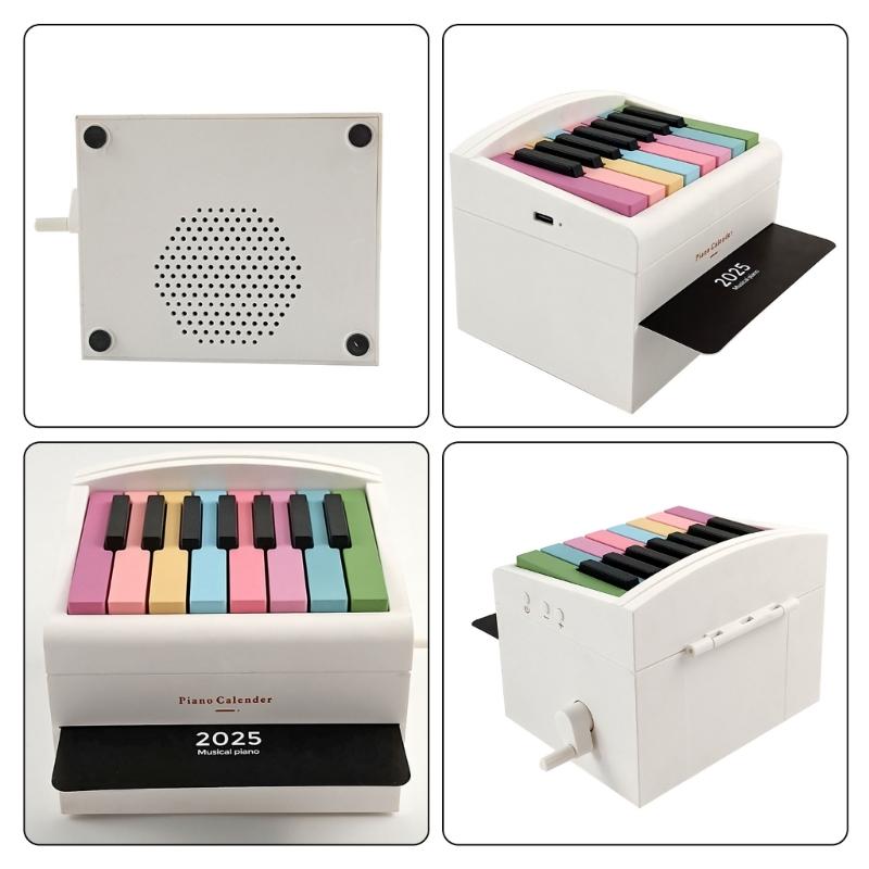 Настольный календарь на 2025 год на музыкальную тематику с маленьким пианино и 15 клавишами, пластиковая текстура, для энтузиастов и стильных интерьеров