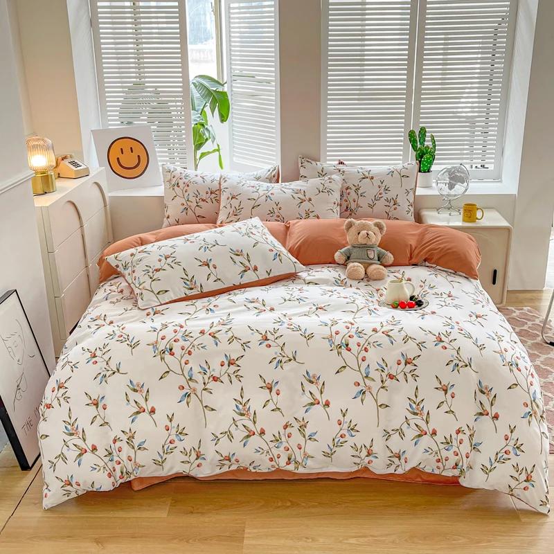 Chic Botanical Duvet Cover Garden Floral Bedding Set 4 Pieces Leaves Duvet Covers Set For Girls Women Farmhouse Comforter Cover
