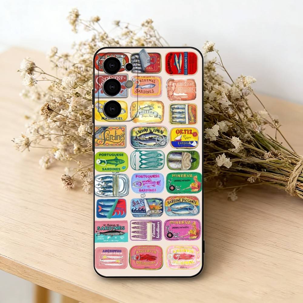 Чехол для телефона S-Sardines F-Fish Art для Samsung S25, S24, S21, S22, S23, S30, Ultra, S20, Plus, Fe, Мягкий силиконовый черный чехол