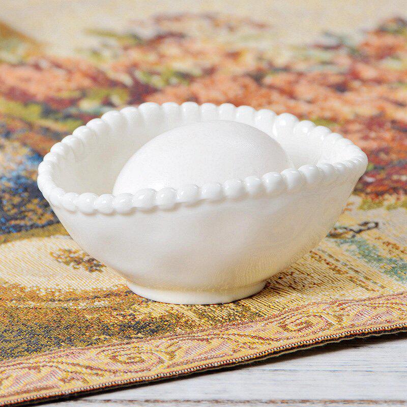 Elegant White Hand-Painted Ceramic Bowl - Small Dinner or Sauce Holder