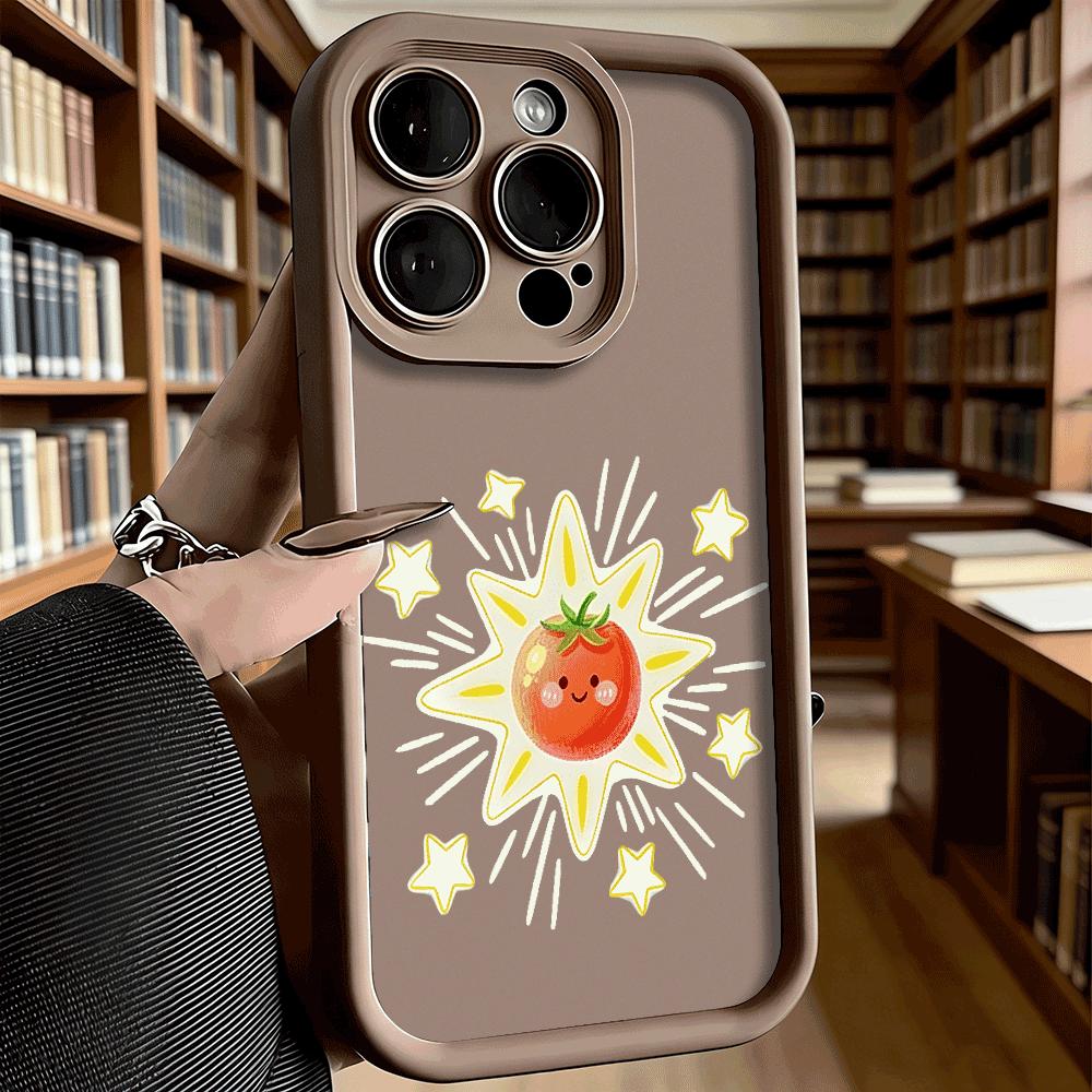 Cute Tomato Cartoon Character Luxury Anti-Slip Phone Case For Xiaomi Redmi Note 15 14 13 12 11 10 9 Pro Full Protective Cover