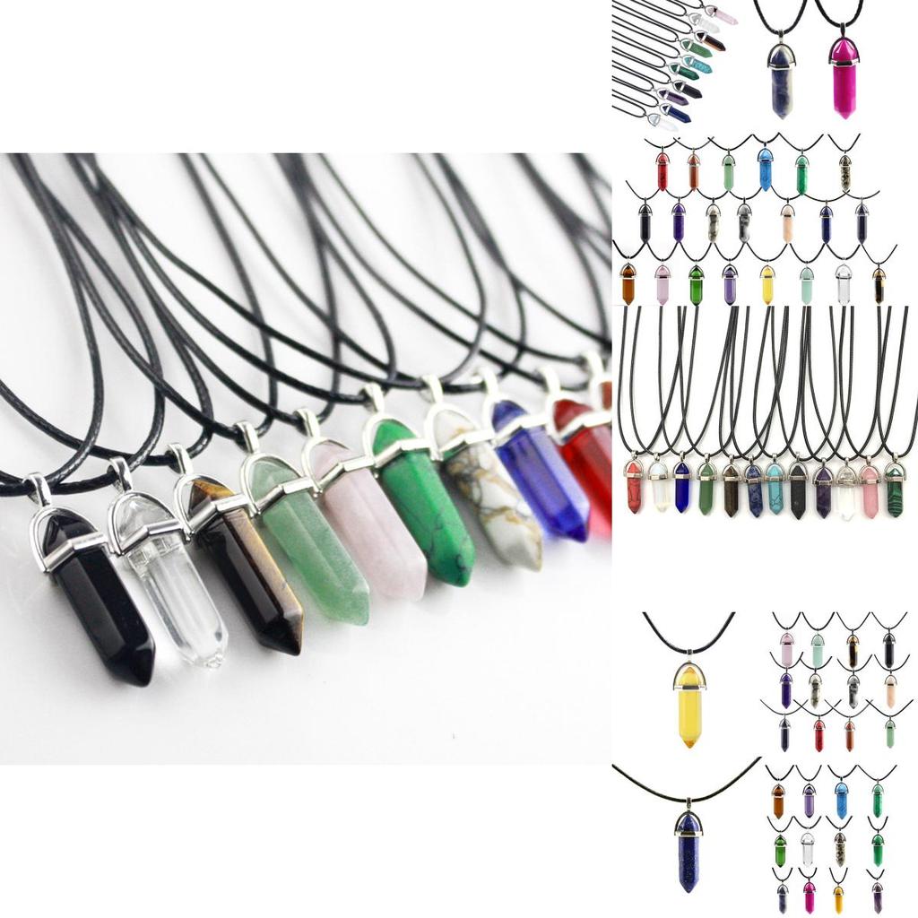 Красивое ожерелье из натурального кристалла с уникальным шестиугольным кулоном для исцеления