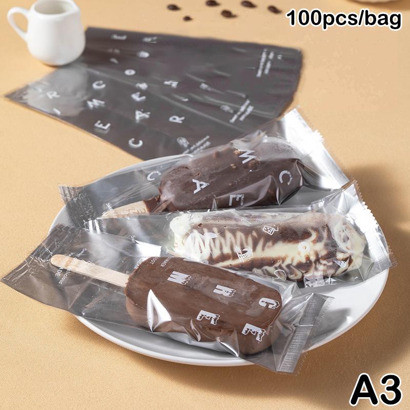 100 шт. пакет для мороженого, деревянная палочка для мороженого, пластиковый пакет для запечатывания машины, самодельный прозрачный пакет для мороженого