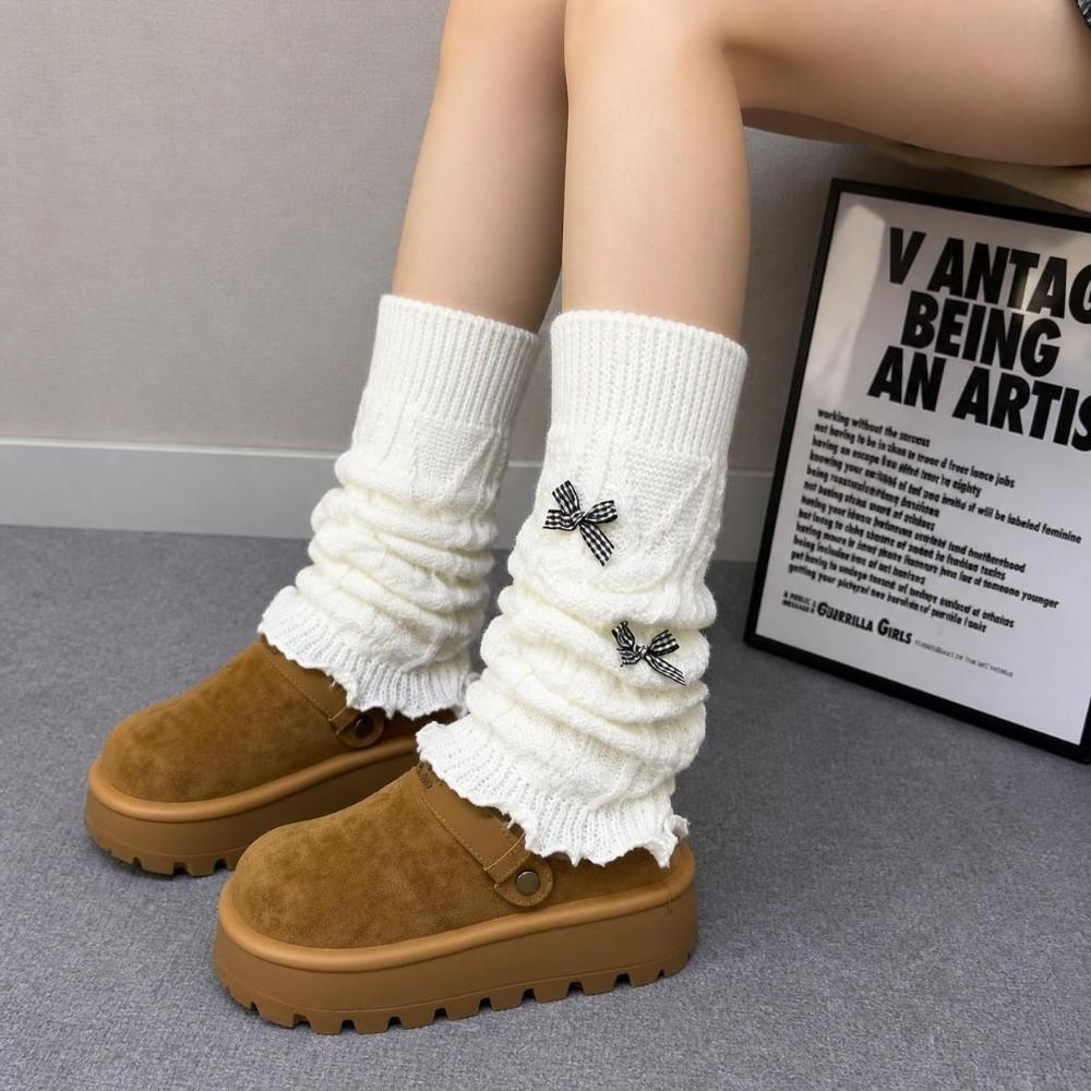 Knitted Style Bow Tie Leg Warmers Pile Stockings Stacked Socks Cute Guards Socks  Ballet Style