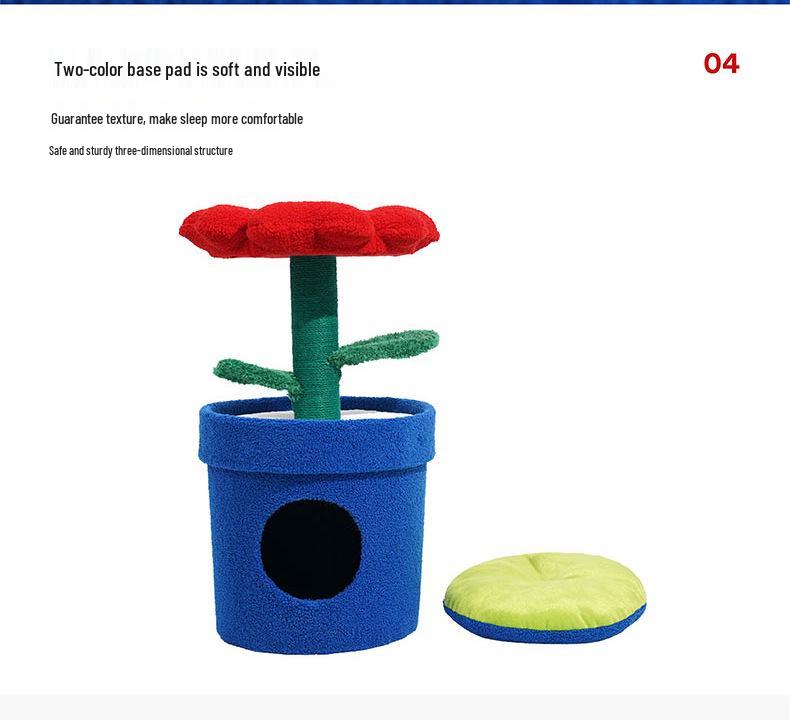 Кошачье гнездо в виде цветка зезе: Закрытый кошачий домик с когтеточкой, мягкий и дышащий.