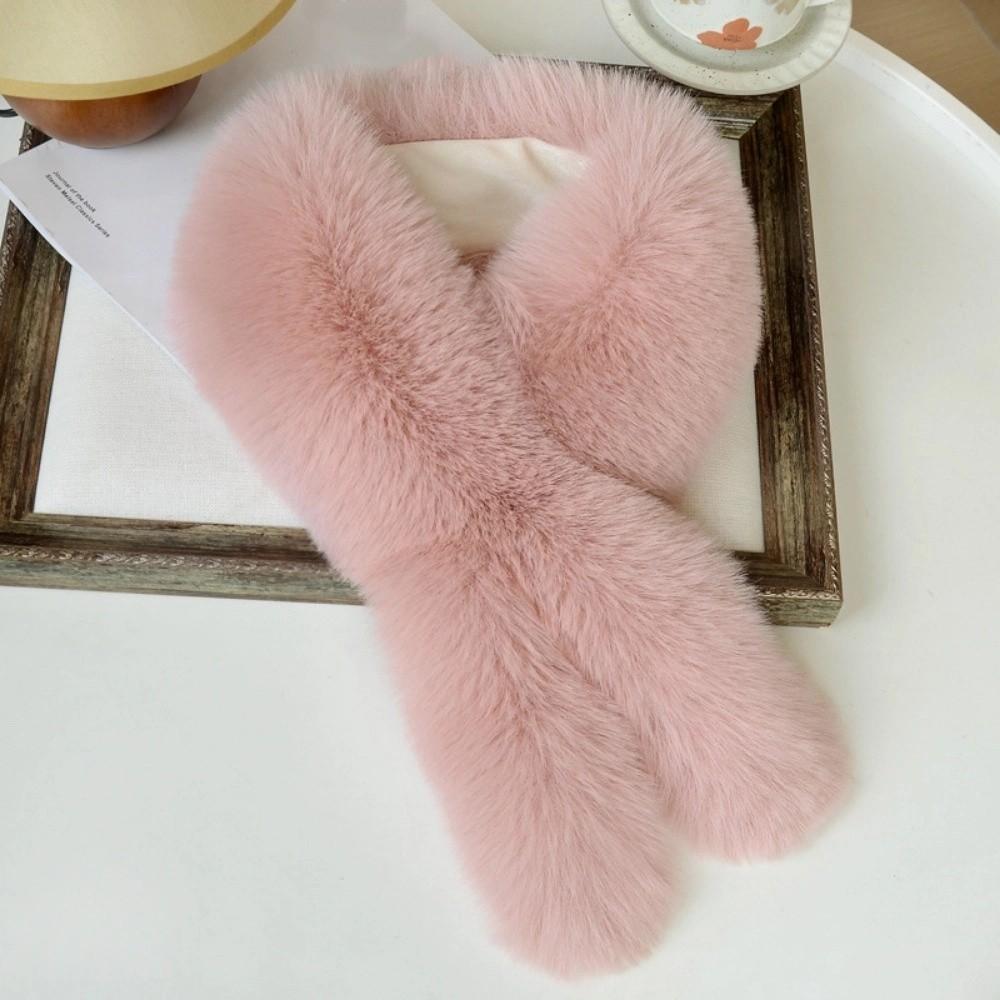 Мягкий пушистый меховой шарф Утолщенный однотонный теплый шейный платок Имитация лисьего меха Устойчивый к холоду воротник Шарфы Грелки для шеи