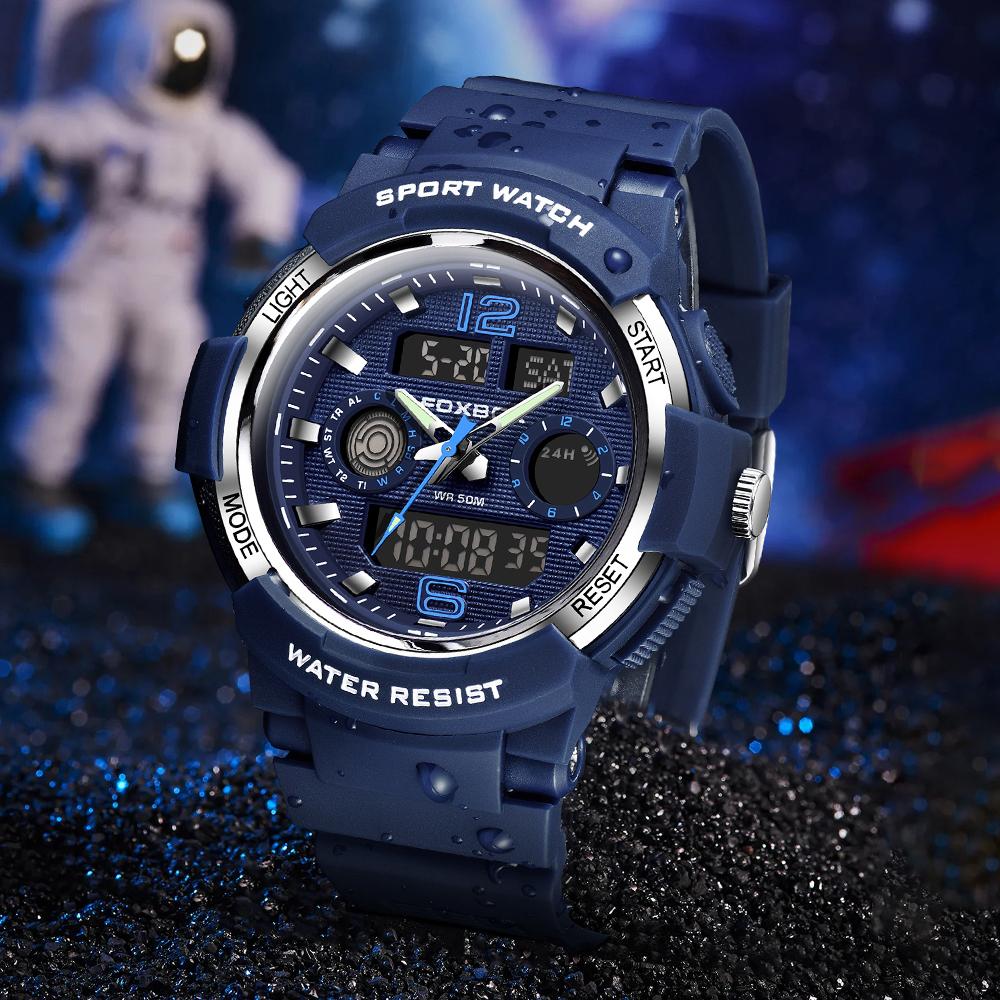 FOXBOX Fashion Men Watch Sport Casual Luminous Waterproof Dual Display Men's Digital Watch
