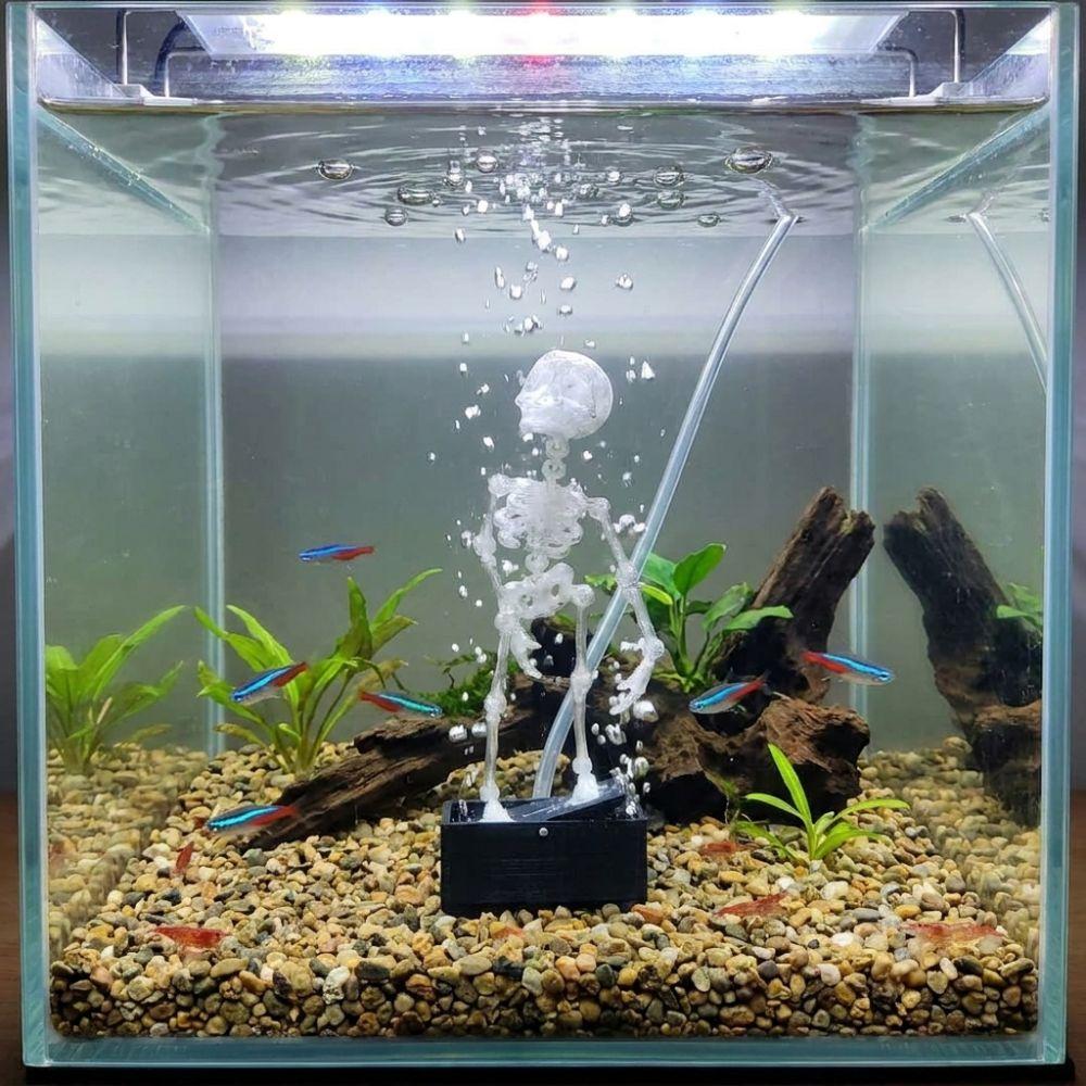 Plastic Fish Tank Dance Skull Ornament 3D Printed Dynamic Skeleton Bubbler Aquariums Enthusiasts