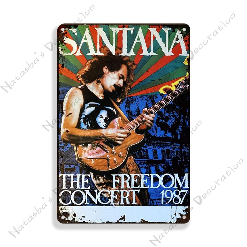 Rock Band Santana Decorative Plate Metal Poster Garage Club Metal Tin Sign Metal Plaque Wall Plate Man Cave Club Wall Decor