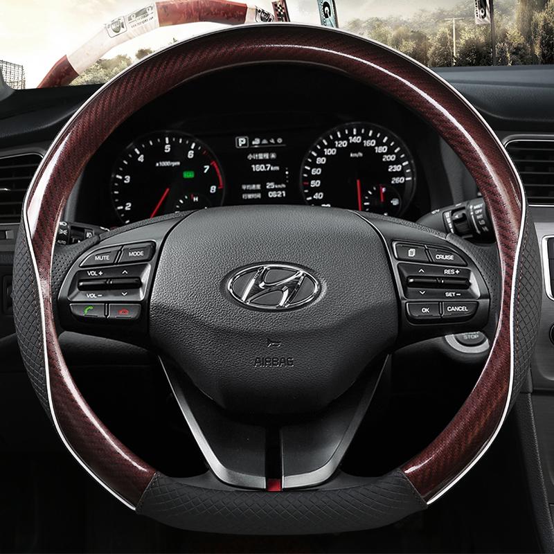 Автомобильный чехол на руль D-образной формы для Hyundai Sonata 9 2015 2016 2017 (3-спицевый) Элантра 4 Спорт 2015 - Авто