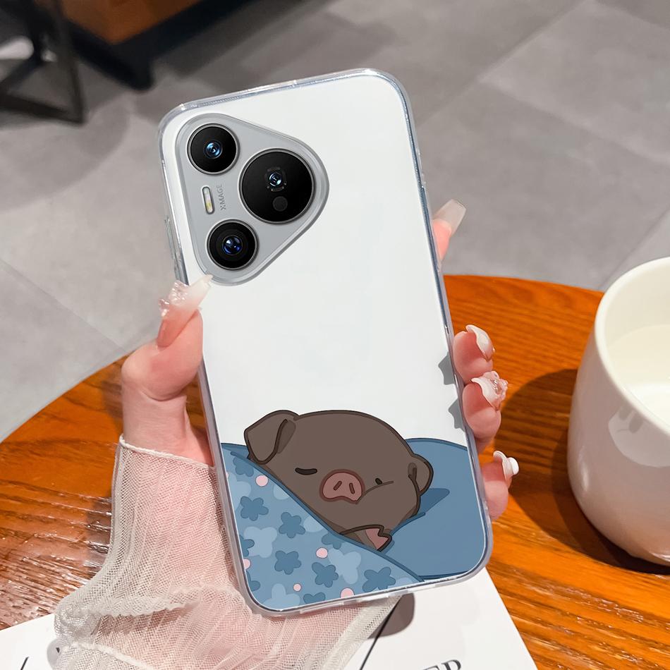 Чехол для Huawei Pura 70 Pro Plus Ultra Счастливым Цветком Прозрачный Чехол для Телефона Для Huawei Pura 70Pro+ Мягкий Тонкий Силиконовый Чехол из ТПУ