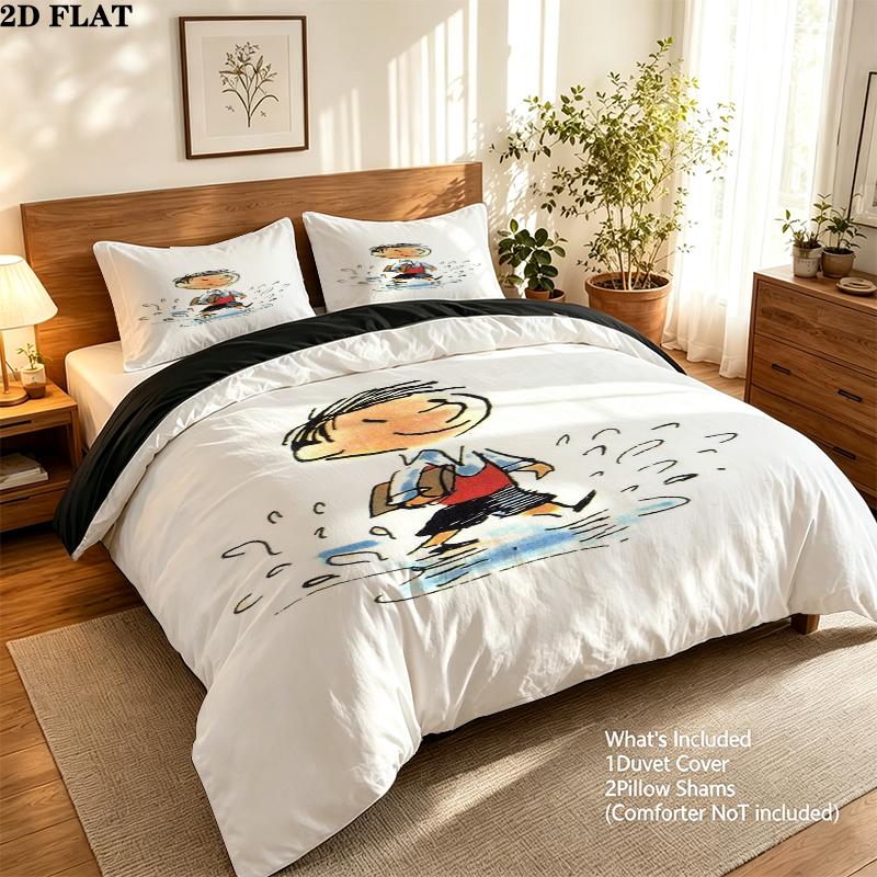 Le Petit Nicolas Pattern Bedding uilt Set uilt Cover Pillowcase Home Decoration Birthday Gift (1 * duvet cover + 2 * pillowcase without core)