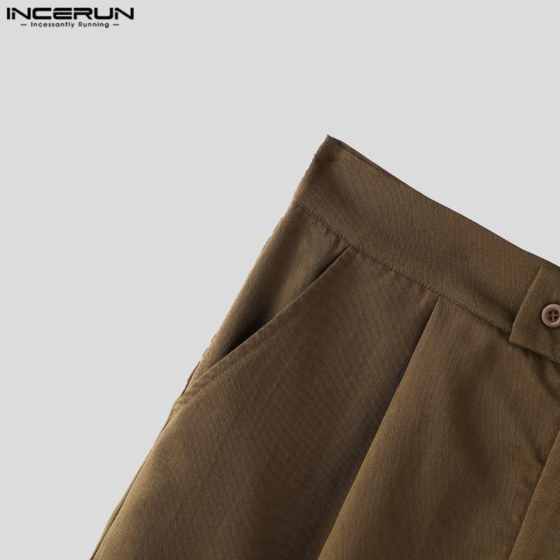 INCERUN Мужские костюмы из двух частей, большие размеры, блейзер с длинным рукавом, комплекты с брюками капри