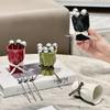 Creative Dessert Forks with Storage Jar INS Fruit Receipt Jar Fruit Forks Set  Kitchen Utensils